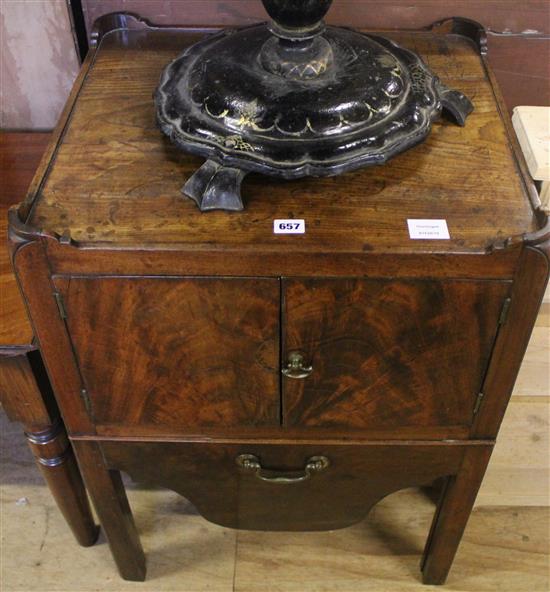 George III mahogany tray topped night commode